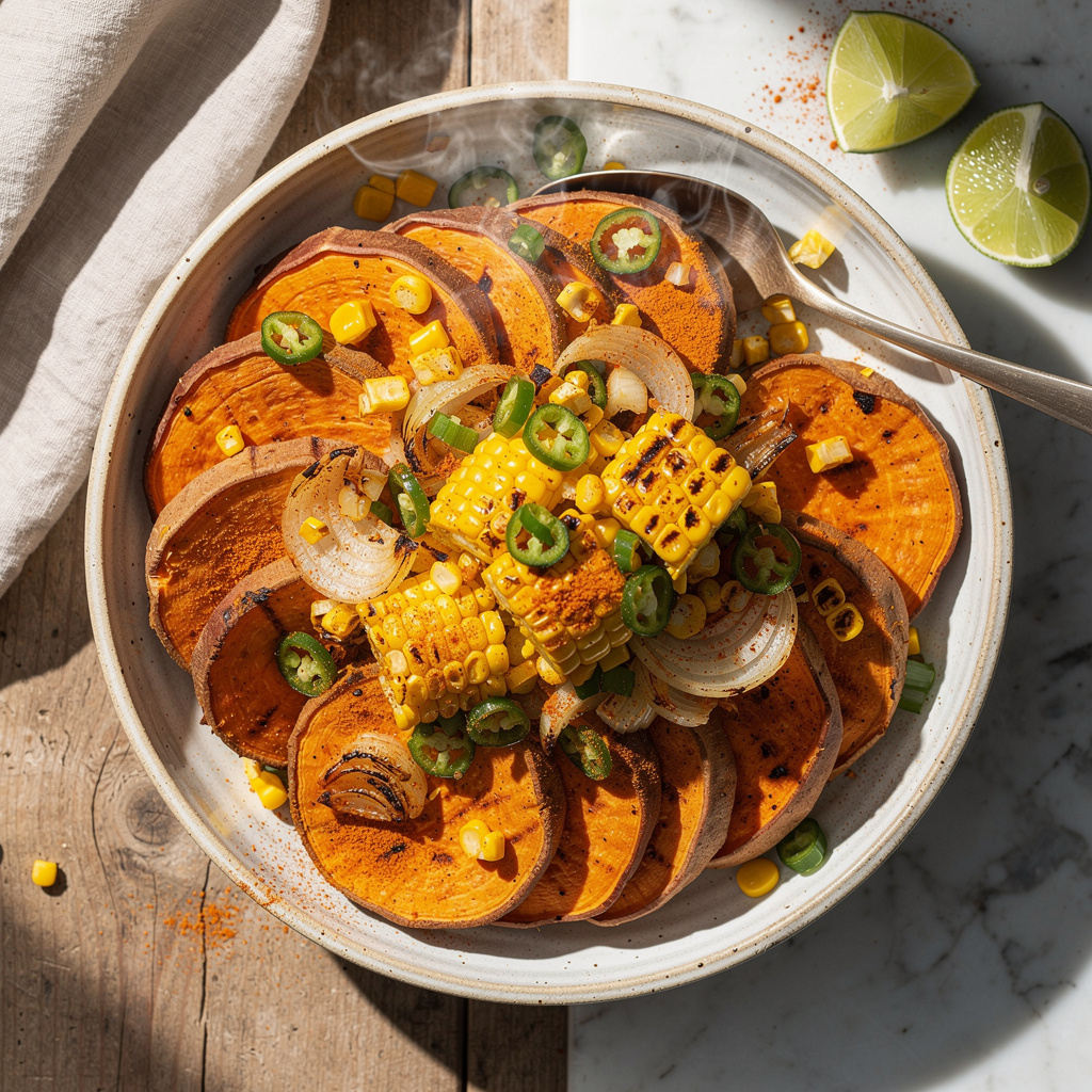 Sweet Potato Steaks with Grilled Salsa