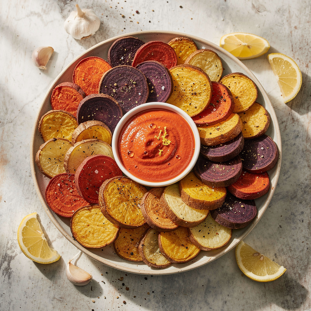 Potato Snackers with Red Pepper Dip