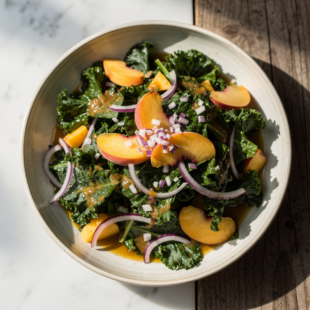 Kale Salad with Peach Vinaigrette