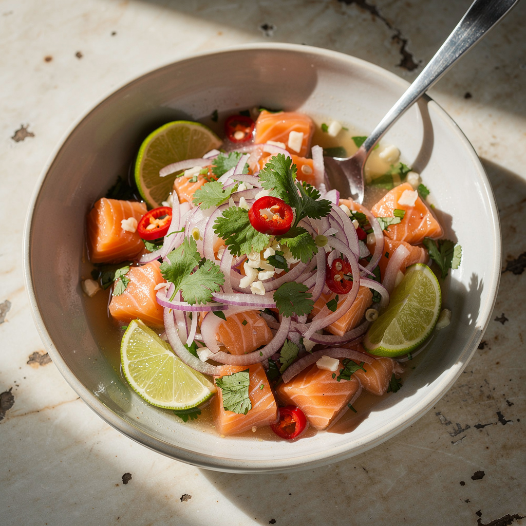 Wild Salmon Ceviche with Coriander & Lime