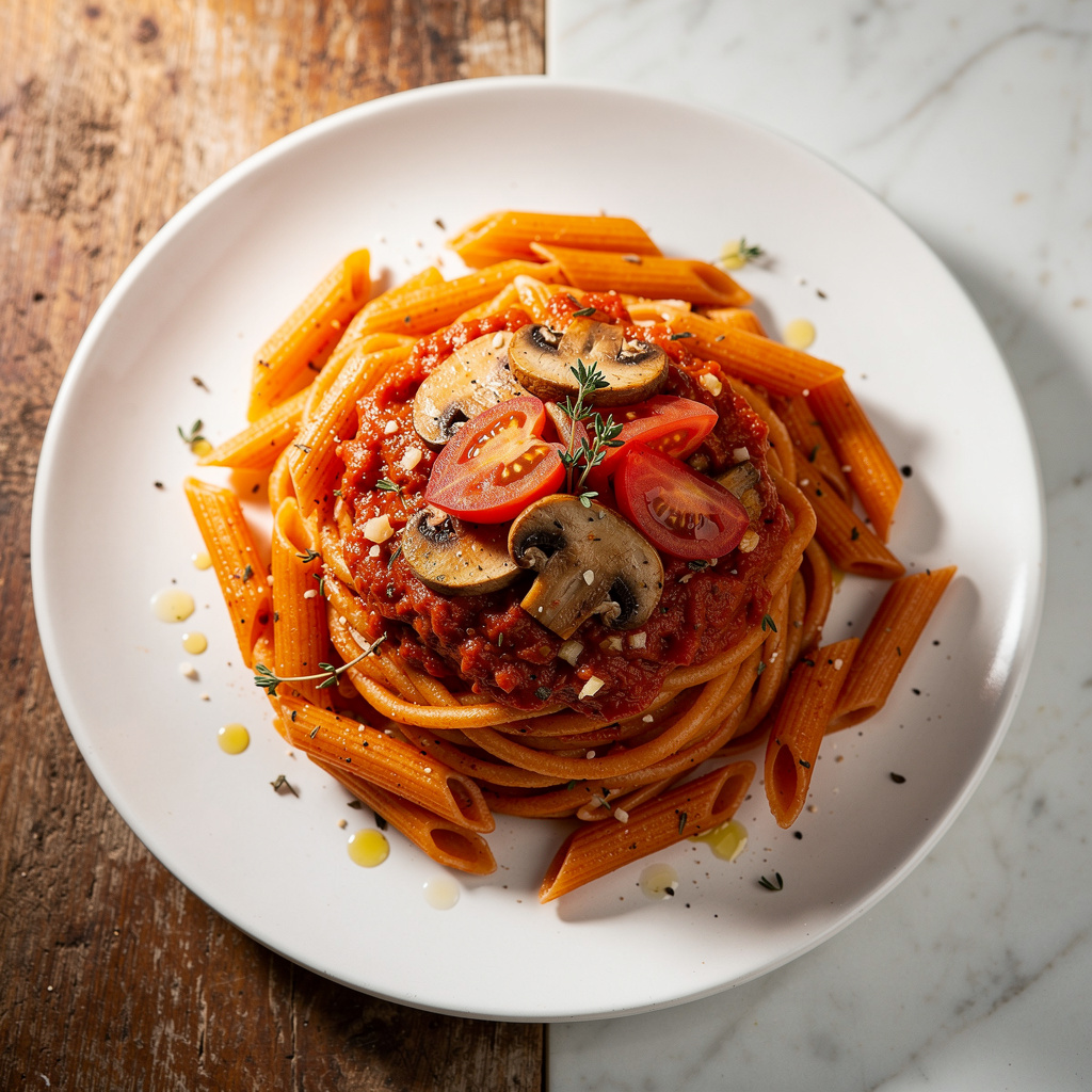 Penne with Tomato-Mushroom Sauce