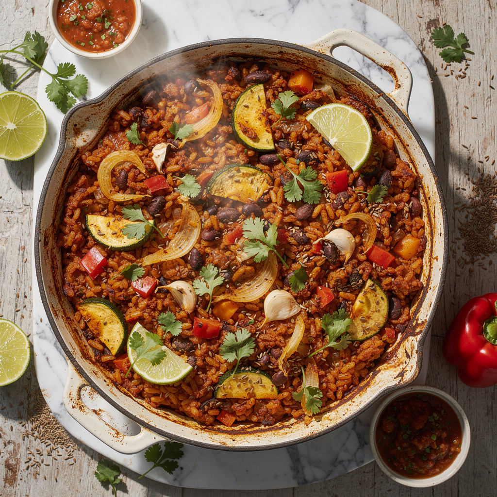 Mexican-Style Vegan Bean and Rice Casserole