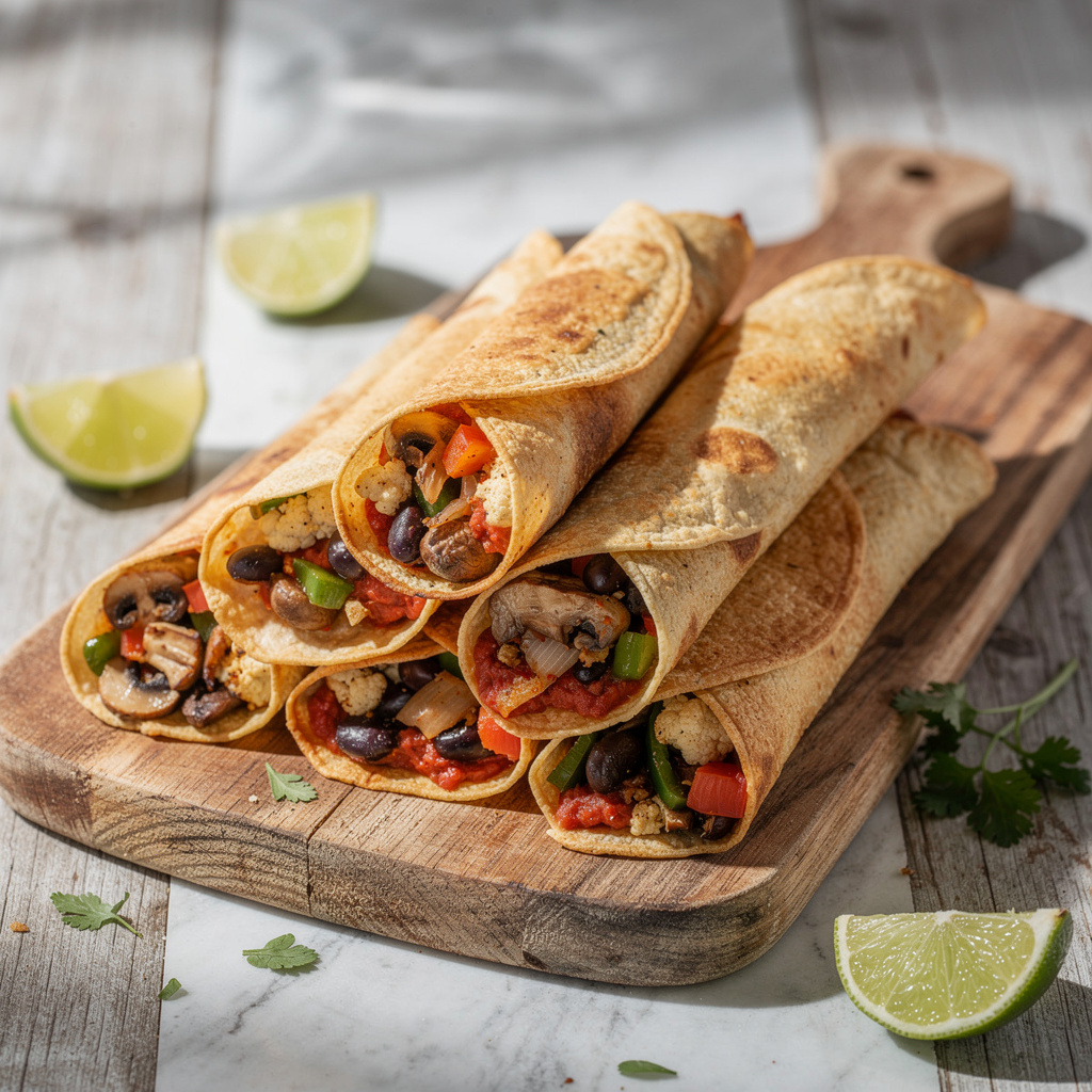 Air-Fryer Taquitos with Cauliflower and Black Beans