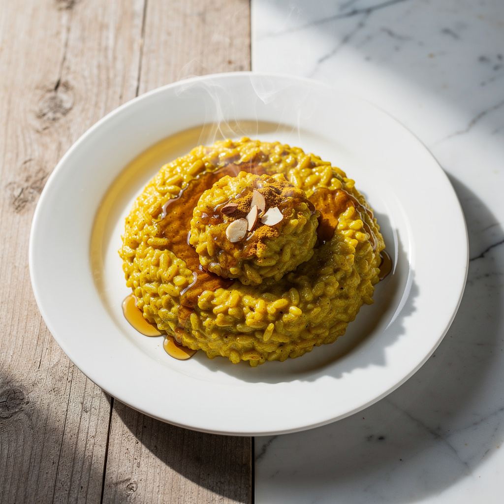 Golden Turmeric Breakfast Rice Pudding