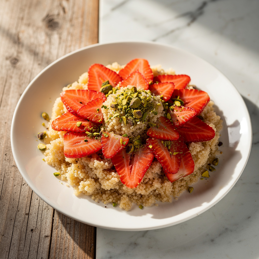 Strawberry Pistachio Breakfast Couscous