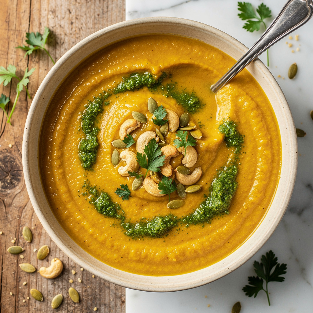 Butternut Bisque with Parsley Pistou