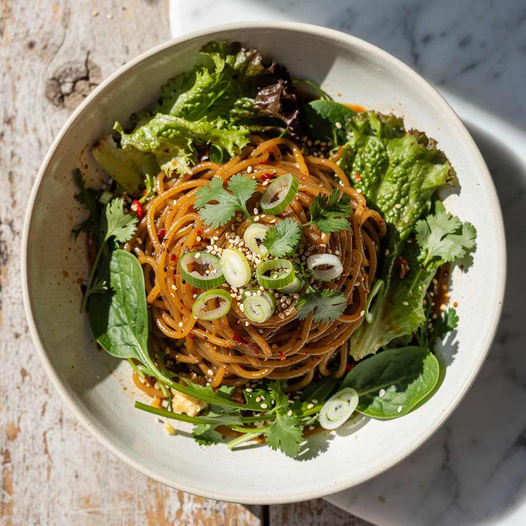 Spicy Cold Noodle Salad with Soy-Lime Dressing