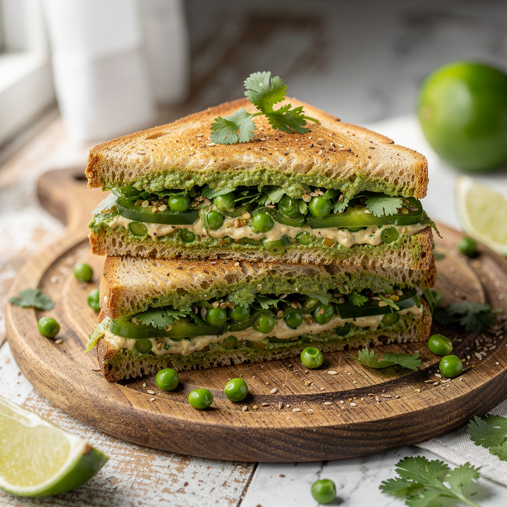 Stacked Vegetable Sandwiches with Cilantro Chutney