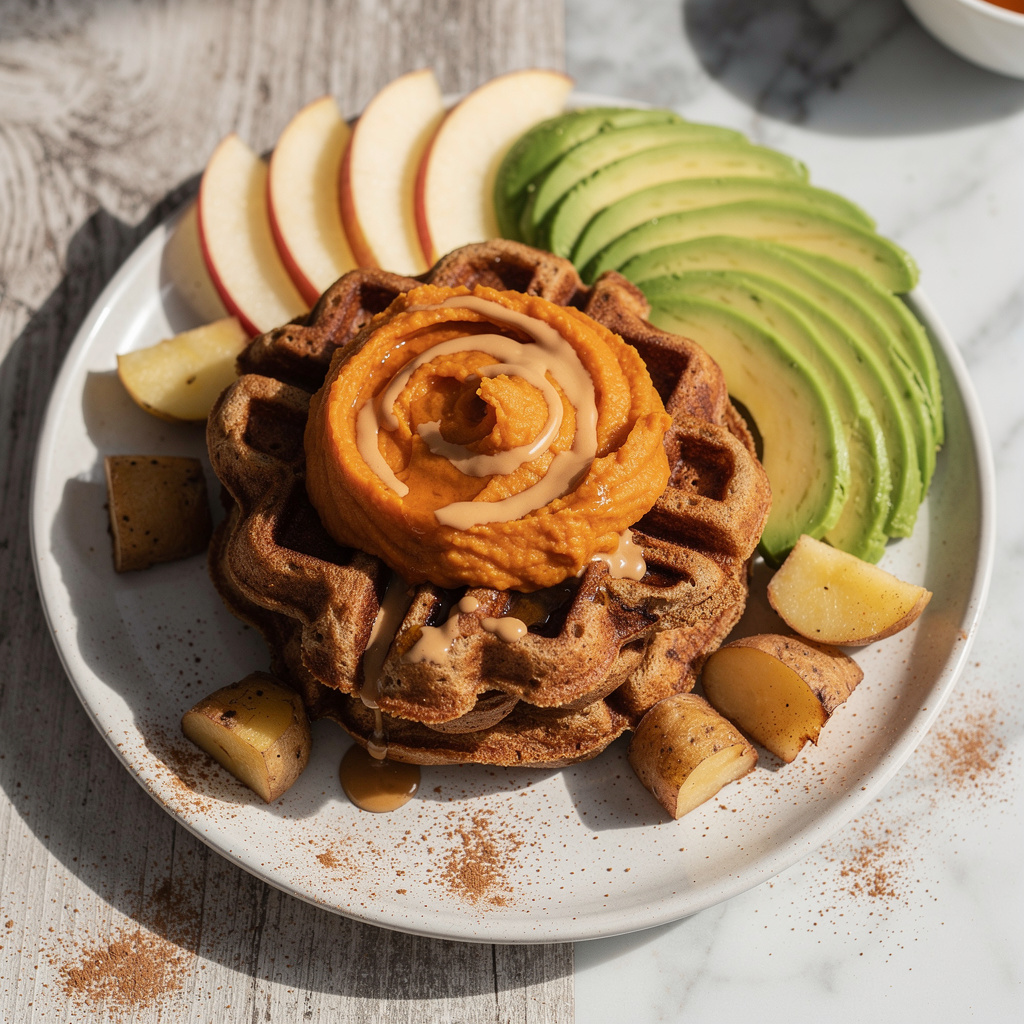 Cinnamon-Oat Waffles with Sweet Potato "Butter"
