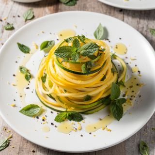 Spiralized Summer Squash "Noodles" with Basil & Mint