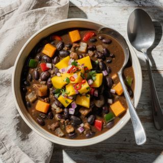 Jerk Black Bean Soup with Mango Salsa