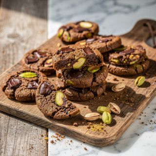 Dark Chocolate, Pistachio and Cardamom Cookies