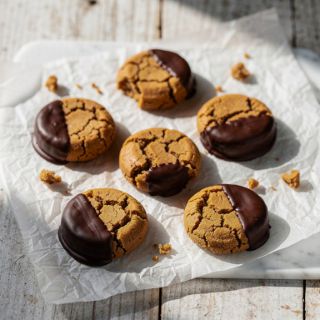 Vegan Chocolate Dipped Peanut Butter Cookies