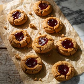 Vegan Peanut Butter and Jelly Thumbprint Cookies