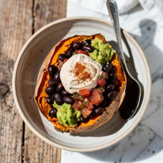 Mexican Stuffed Sweet Potatoes (vegan, oil-free)