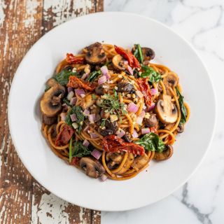 Vegan Sun Dried Tomato Veggie Pasta (oil-free, gluten-free)