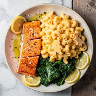 Salmon Mac and Cheese Bowls with Kale