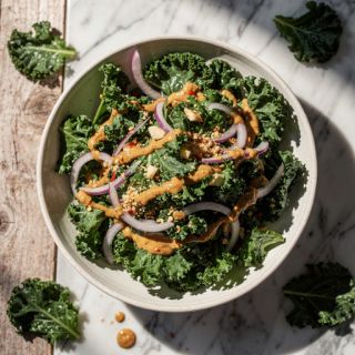 Kale Salad with a Spicy Peanut Dressing