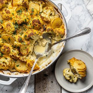 Vegan Cheesy Cauliflower Potato Casserole