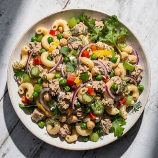 Vegan Tuna Pasta Salad (with creamy yogurt dressing!)