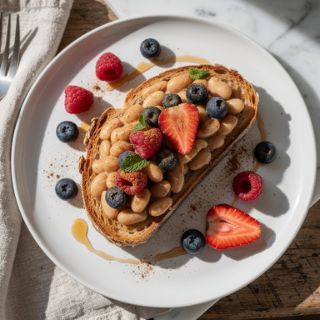 Sweet White Beans on Toast with Berries