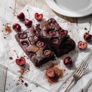 Vegan Black Forest Brownies with Cherries