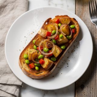 Potato-Edamame Hash on Toast
